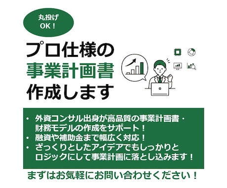 プロ仕様の動く財務モデル・事業計画書作成します 丸投げOK！融資や補助金まで幅広く対応” イメージ1