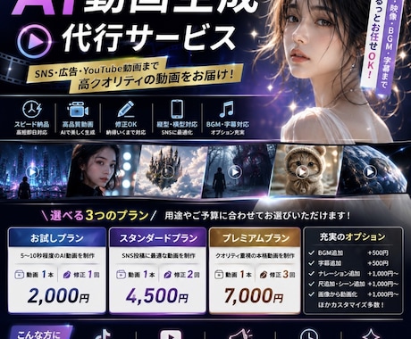 AIでTikTok・YouTube動画を制作します 「こんな動画が欲しい」をAIでカタチにします。 イメージ1