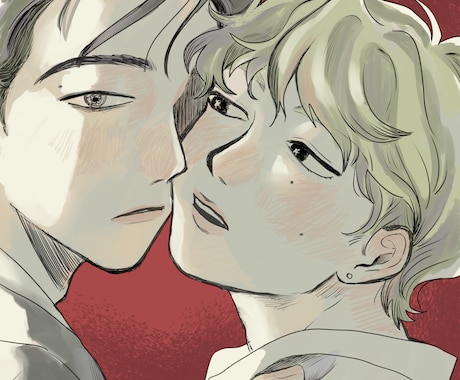 エモい雰囲気の男性・BLイラスト描きます 小説の表紙、挿絵、MVなど。温かみのあるタッチでイラスト制作 イメージ1