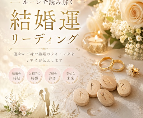 古の叡智を紡ぐルーンが あなたの結婚運を紐解きます あなたが本当の幸せを手に入れるために、導きます イメージ1