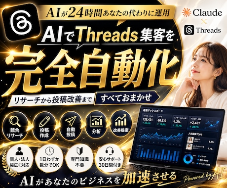 AIでThreads集客を完全自動化します リサーチから投稿改善まで自動化 イメージ1
