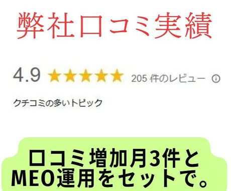 集客UP！GoogleMEO対策で口コミ増加します 口コミ増をお約束！店舗評価UP！地域集客に強いMEO施策。 イメージ1