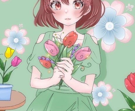 早期対応可◎キラキラしたイラストお描きします SNSアイコンに向いていてます！(等身別途料金) イメージ2