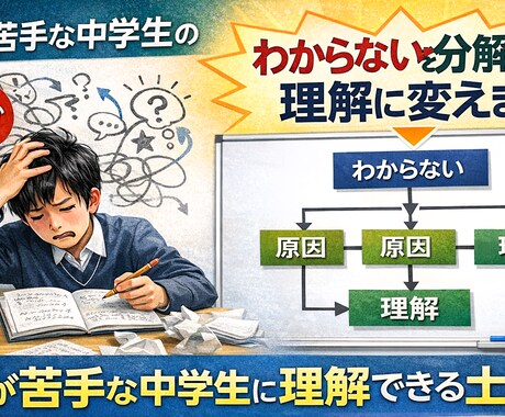 勉強が苦手な子のわからないを分解して理解に変えます わからない原因を一緒に整理し、理解できる状態まで導きます イメージ1