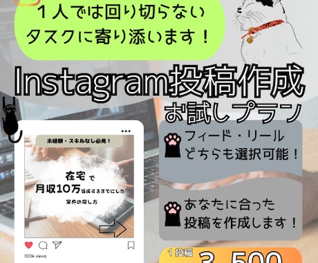 お試し1投稿|インスタ投稿作成ます 初心者向け｜デザインと文章を代行制作 イメージ1