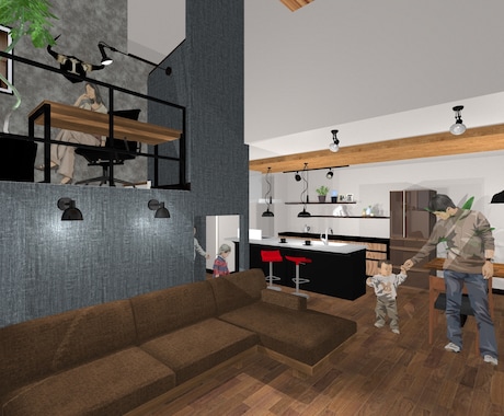 住宅の内観の3Dパースお作りします ３Ｄパースを使ってワクワクの家づくりのお手伝い致します イメージ2