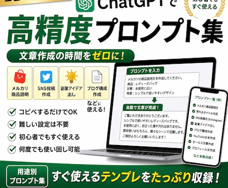 ChatGPTで使える最強プロンプトを作成します コピペするだけで文章が自動生成 イメージ1