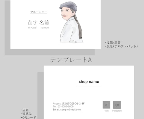 印刷込み！あなただけのオリジナル似顔絵名刺作ります あなたの人柄が伝わる柔らかいイラスト名刺つくります！ イメージ2
