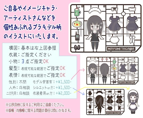 あなたをプラモデル化しちゃい！ます ご自身や推しアーティスト・キャラをプラモデル風のイラストに♪ イメージ2