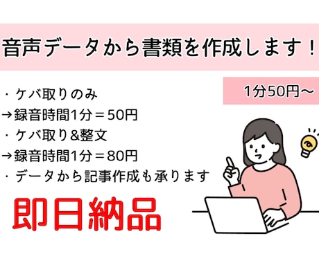 即日納品！音声データから書類を作成します 音声データを丁寧かつ的確にな文章に！ イメージ1