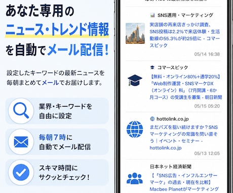 毎朝自動｜業界ニューストレンドをメール配信します あなた専用の業界ニューストレンドメール配信を作りましょう！ イメージ2