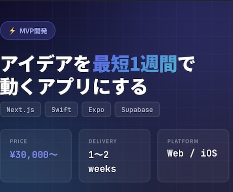 アプリのMVPを爆速で開発します アイデア段階からOK！現役アプリ開発者が動くプロダクトを納品 イメージ1