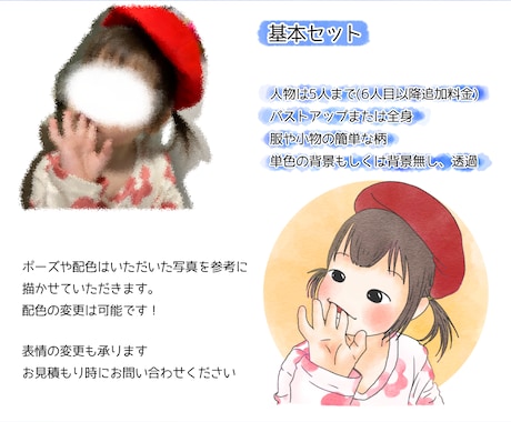 やわらかい雰囲気の似顔絵・挿絵を描きます 思い出の写真から、やさしい雰囲気の似顔絵を作成します イメージ2