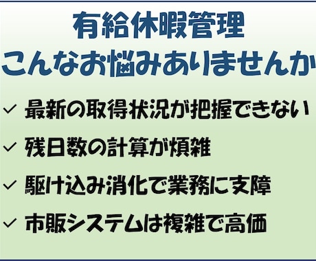 貴社規定の有給休暇をExcelで自動管理します 繰越・消滅も自動計算／柔軟に対応 イメージ2