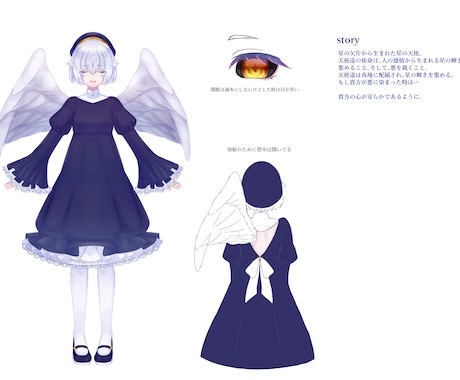 商用利用可！あなただけのキャラクターを制作します 歌い手活動や配信活動などに使用できる立ち絵(三面図)を制作 イメージ2