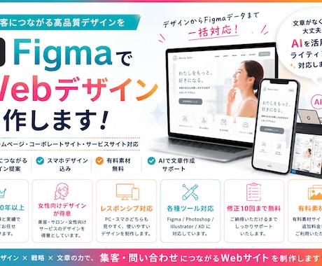 FigmaでLP・Webサイトデザインを制作します デザインからFigmaデータまで一括対応します。 イメージ1