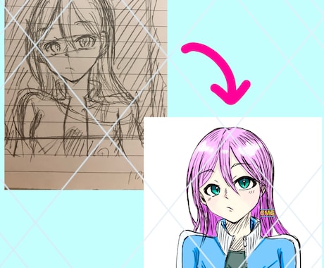 眠っている描きかけのイラスト仕上げます アナログからデジタルまで未完成の下書きを仕上げます イメージ1