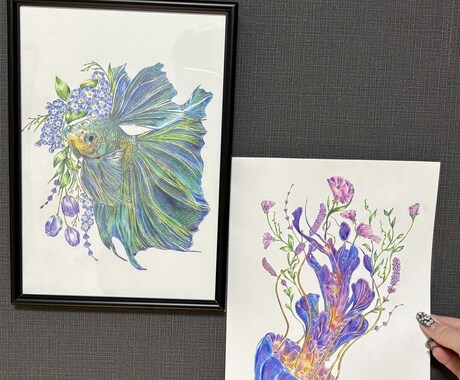 2枠限定！色鉛筆で幻想的な動物画を制作します 透明感ある美術館のような一点物アート イメージ2