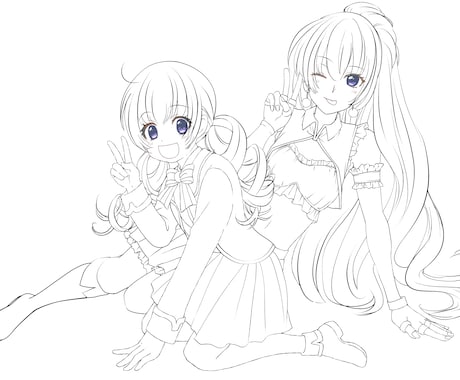 コミックイラスト線画描きます 線画練習　トレス　塗り絵などに　塗り見本あります イメージ1