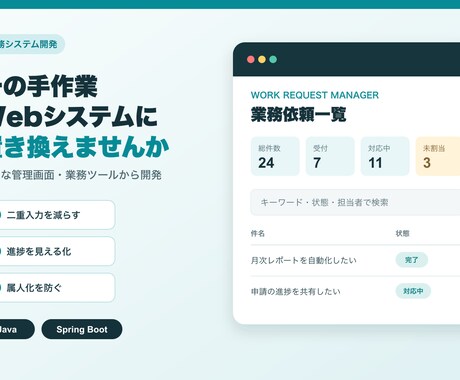 手作業の業務管理をWebシステム化します イメージ1