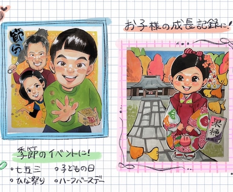 誕生日・七五三・入園祝いの似顔絵お描きします イメージ1