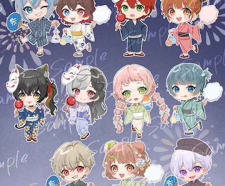 SDイラスト・ミニキャライラスト描きます 個性を残しながら2~3等身に、可愛くぎゅぎゅっと縮めます！ イメージ1