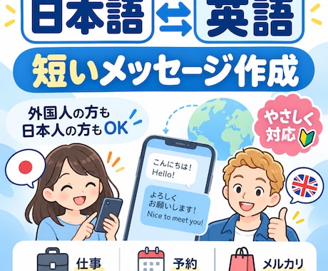 日本語⇄英語の短いメッセージを作成します イメージ1
