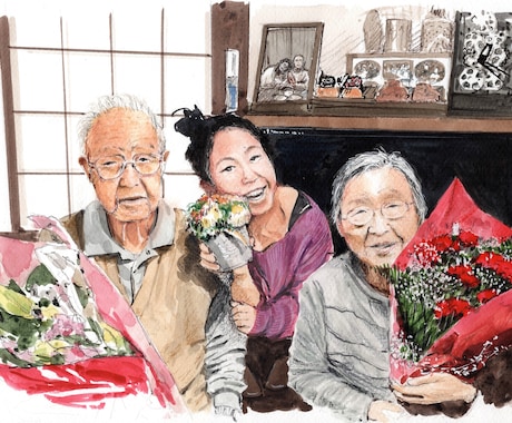 おじいちゃんおばあちゃんの似顔絵描きます おじいちゃんおばあちゃんへのプレゼントに絵を贈りましょう。 イメージ2