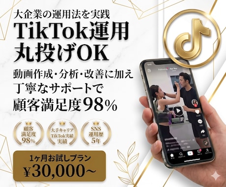 TikTok運用を1ヶ月します 大企業のノウハウを実践|SNS運用チーム イメージ1