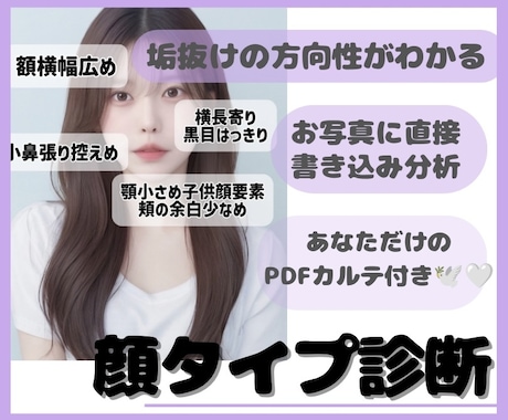 理由までわかる手書き解説の顔タイプ診断します ご相談内容に合わせて、あなただけのPDFカルテを作成します イメージ1
