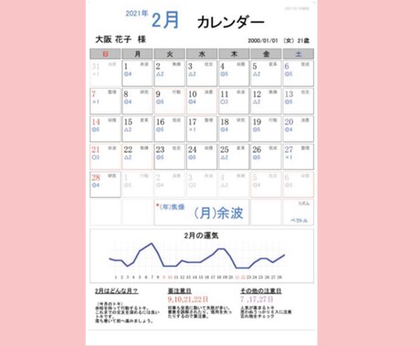 1年分まとめ買い！貴方だけの運気カレンダー作ります この月はどんな運気かが知れる貴方だけのカレンダー。画像12枚 イメージ2