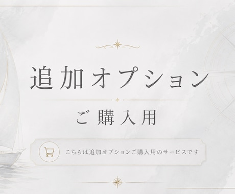 追加オプションご購入用となります 別途出品中サービスの追加購入用です イメージ1