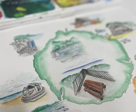 見てるだけで楽しくなる手描きマップ作成します 紹介したいスポットを強調した、手描きマップとなります。 イメージ2