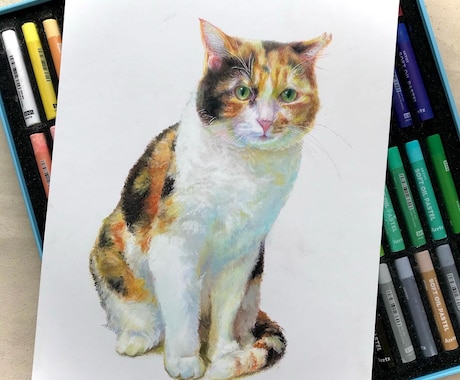 オイルパステルでペット画や似顔絵お描きします 色鉛筆とオイルパステルで温かい色合を表現。プレゼントにぜひ イメージ2