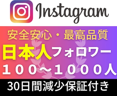 インスタの日本人フォロワー+100人増やします Instagram日本人フォロワー+100人増加 イメージ1