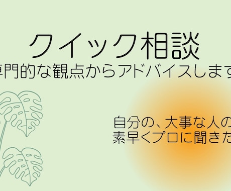 クイック相談受け付けます プロの視点でアドバイスします！ イメージ1