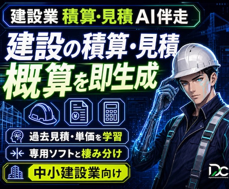 建設業 積算・見積AI｜過去見積で概算高速化します 御社の過去見積・単価を学習し概算見積を高速生成します イメージ1
