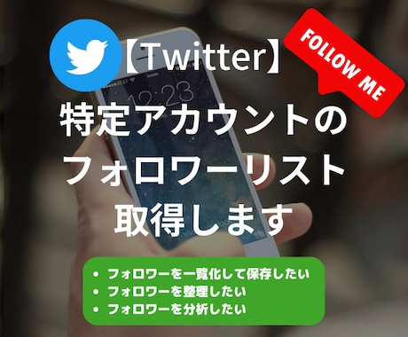 特定ツイッターアカウントのフォロワーを一覧化します 最短当日納品｜Twitterのフォロワー管理や整理におすすめ イメージ1
