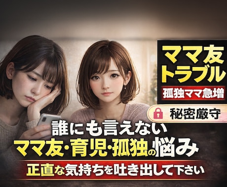 ママ友トラブル、育児の孤独、悩み聞きます ママ友関係・仲間外れ・育児のストレス気持ち吐き出してください イメージ1
