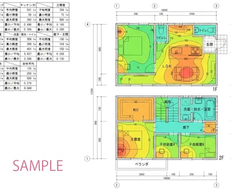 照度計算図面を作成します その部屋の照度足りてますか？明るすぎる・暗すぎるを事前に確認 イメージ2