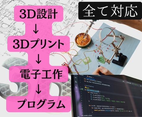 アイデアを電子工作の試作品として形にします 3D設計から3D印刷、電子回路・制御まで一括対応 イメージ1