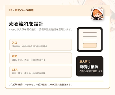 LP・販売ページ構成を作ります 売る流れから販売ページを設計します イメージ2