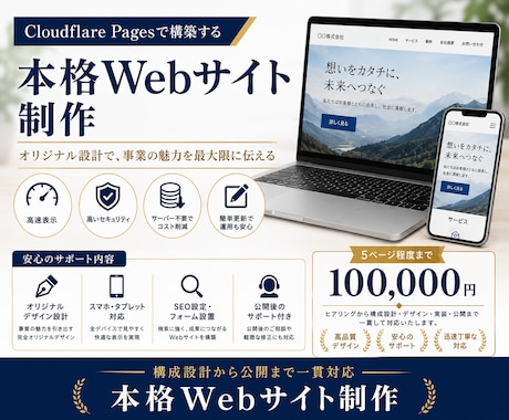 選ばれる事業のWebサイトを制作します 高速・安全・更新しやすい本格サイトを構築 イメージ1