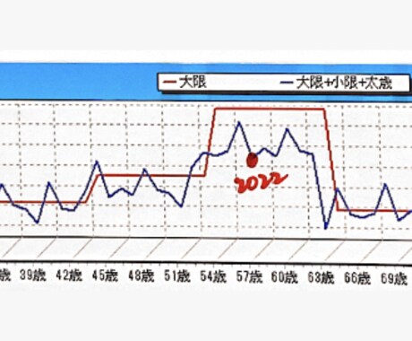 紫微斗数で一生分のグラフの画像お送りします 浮き沈みのある人生を一覧できます。質問相談も可能。 イメージ2