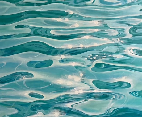 静かな海を描く油絵　一点ものになります 穏やかな海の色が心を静かに包みます イメージ2