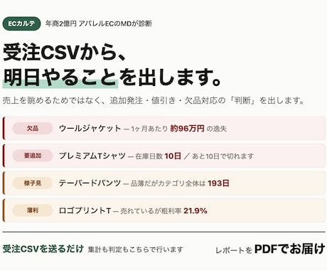 受注CSVから在庫の問題点を洗い出します 年商2億円アパレルECのMDが在庫の危険信号を出します イメージ1