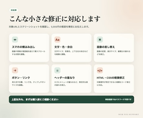 WordPress・HTMLの表示崩れを修正します 購入前の事前確認で、小さな修正を丁寧に対応 イメージ2