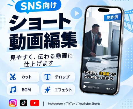 SNS向け縦型ショート動画を編集します カット・テロップ・BGMまで見やすく仕上げます イメージ1
