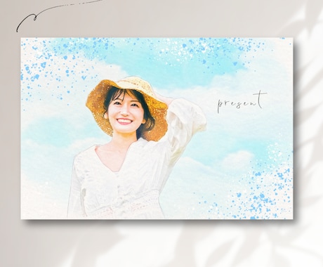 ふんわりとした水彩画風のリアル似顔絵を作成します 誕生日、ご結婚などお祝いやプレゼントに！キャンバスプリントも イメージ2