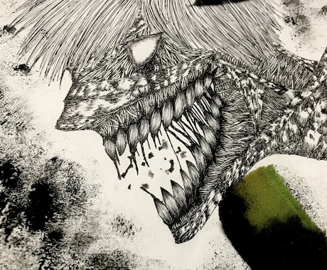 迫力のあるペン画一枚絵描きます 怒りや負の感情が沸き立つような絵を欲する方、御刮目 イメージ2